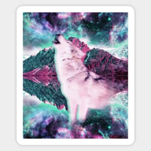 Trippy Psychedelic Wolf In Space Sticker